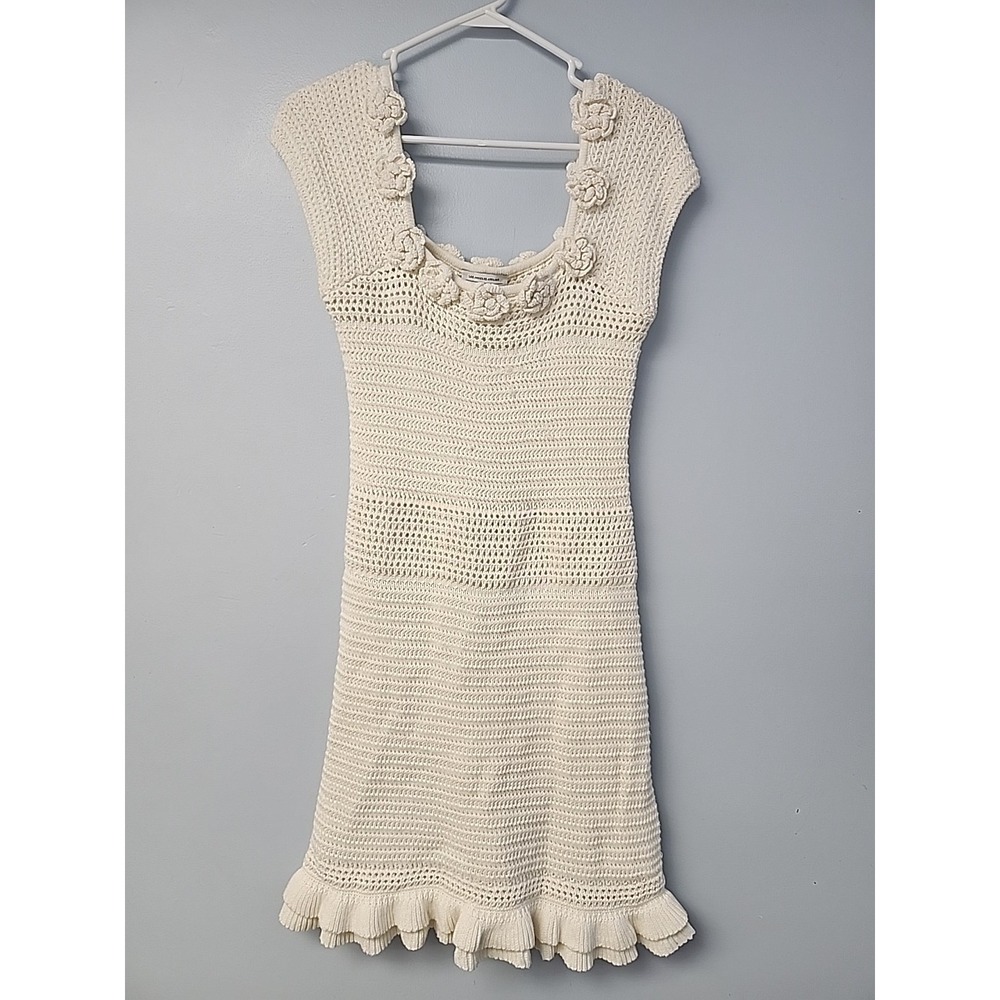 & Other Stories Los Angeles Atelier Cream M‎ Crochet Cap Sleeve Dress